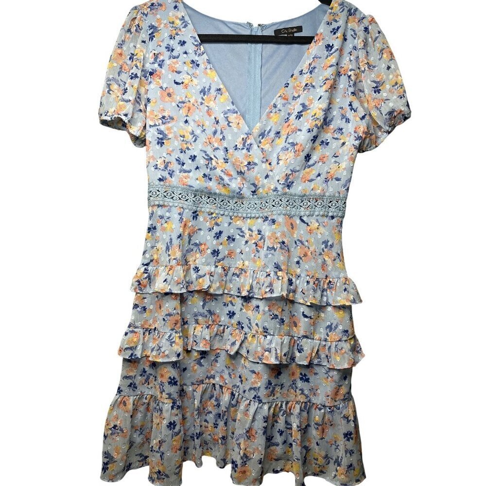 Women’s Floral Cottagecore Dress Size 9/10 Ruffle Semi-Sheer Lined Y2K spring
